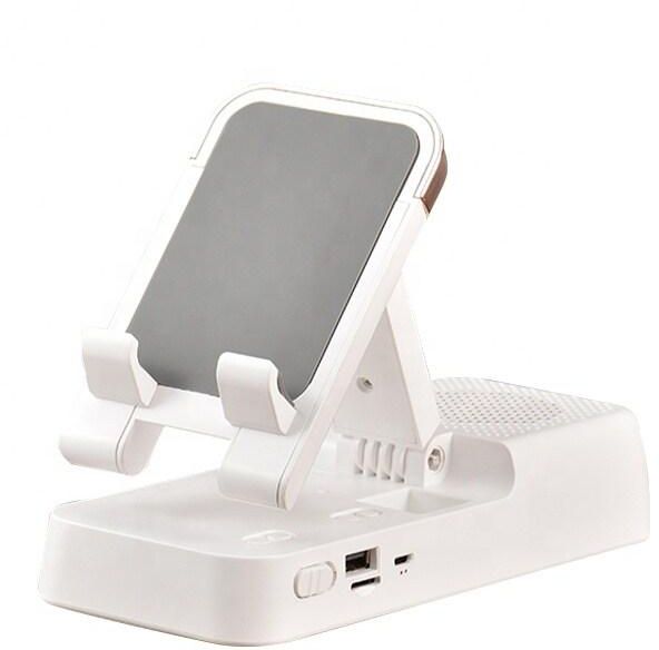 Phone Holder with Bluetooth Speaker Multi-function Desktop Lazy Flat Cellphone Folding Portable Stand (white)