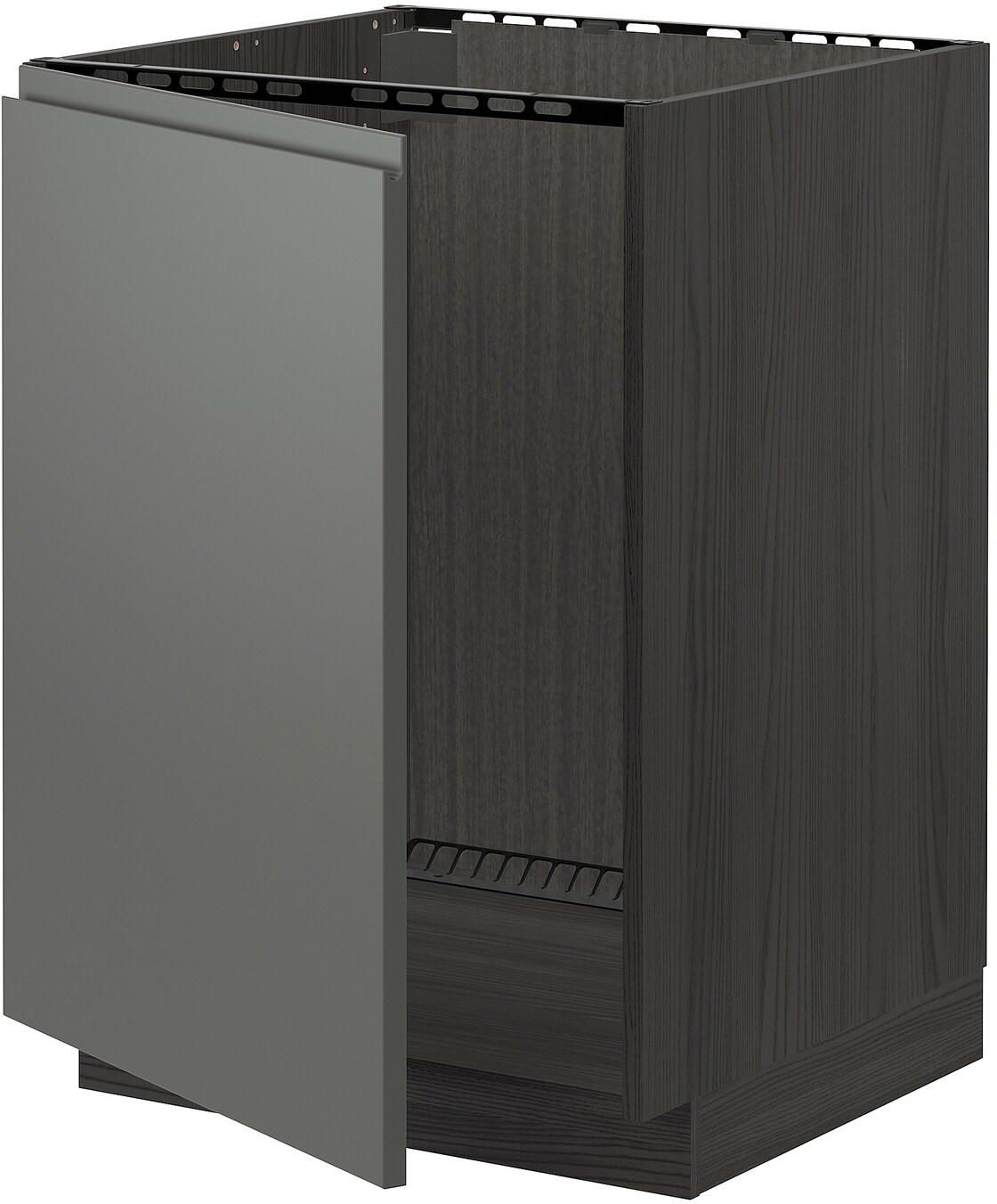 METOD Base cabinet for sink - black/Voxtorp dark grey 60x60 cm