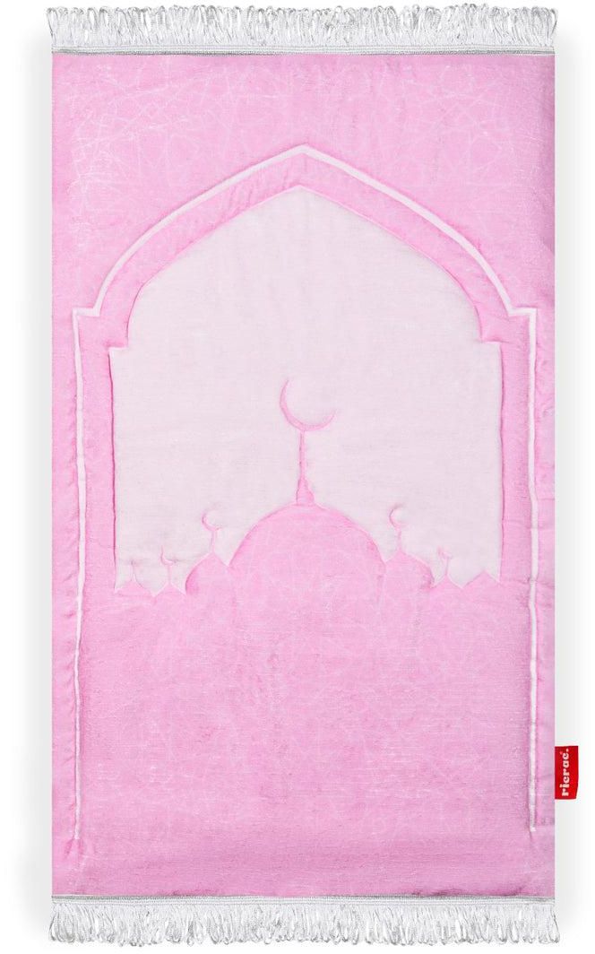 Printed Fiber Padded Prayer Mat- Pink Mosque