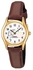 Casio LTP-1094Q Ladies Classic Silver Analog Dial Brown Leather Band Watch