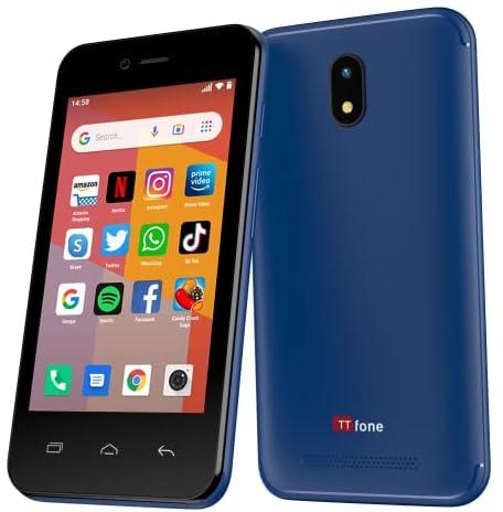 ttfone موبايل TT20 ذكي 3G بنظام اندرويد جو - 8 جيجابايت - ثنائي شرائح الاتصال - شاشة لمس 4 بوصة (USB ازرق)