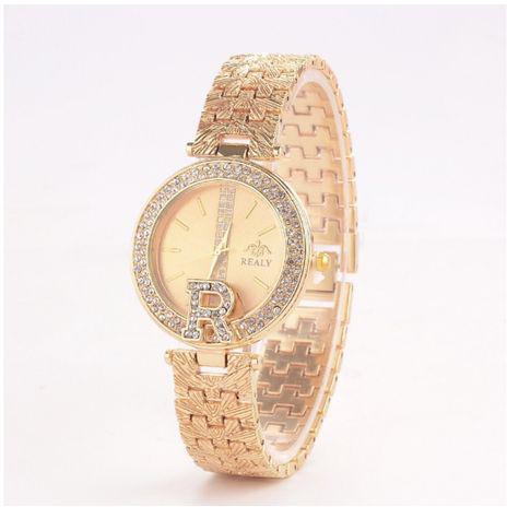 Geneva Quartz Female Rhinestone Bracelet Wristwatch-Gold