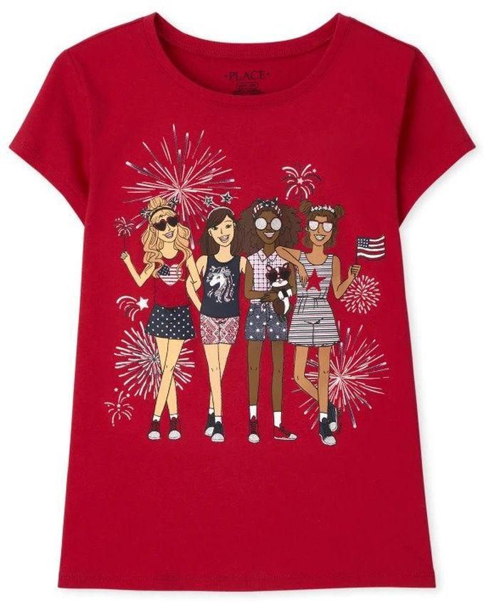 The Children's Place Girls Americana Girl Squad Graphic Tee