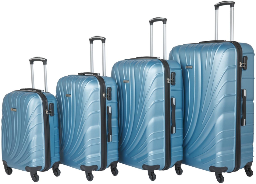 Senator Hard Case Trolley Luggage Set of 4 Suitcase for Unisex ABS Lightweight Travel Bag with 4 Spinner Wheels KH115 Light Blue