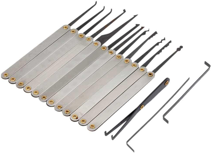 15Pcs Stainless Steel Lock Pick Opener Set Locksmith Tools with Wrench Broken Key Extractor