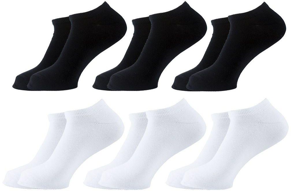 Sam Socks Set Of 6 Ankle Plain Socks Men Black -White