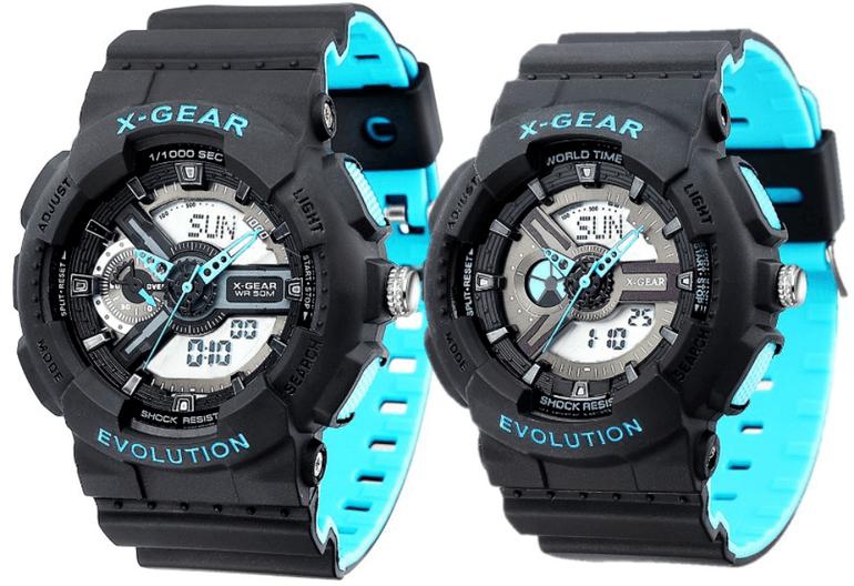 X-GEAR Couple Watches Fashion Casual Wear (BLACK/TURQUOISE)