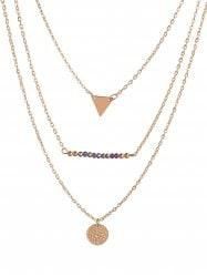Triangle Coin Beads Charm Layered Necklace - Golden