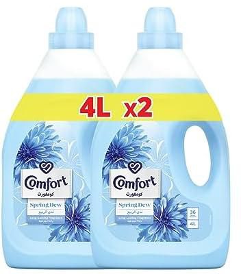 Comfort Fabric Softener, Spring Dew, for fresh & soft clothes, 4L x 2 (Pack of 2)