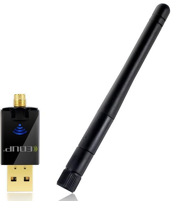 EDUP EP-DB1607 WiFi Wireless Card 600Mbps 2.4GHz/5.8Ghz Ddual Band 802.11b/g/n USB 2.0 Lan Adapter with Antenna-Black