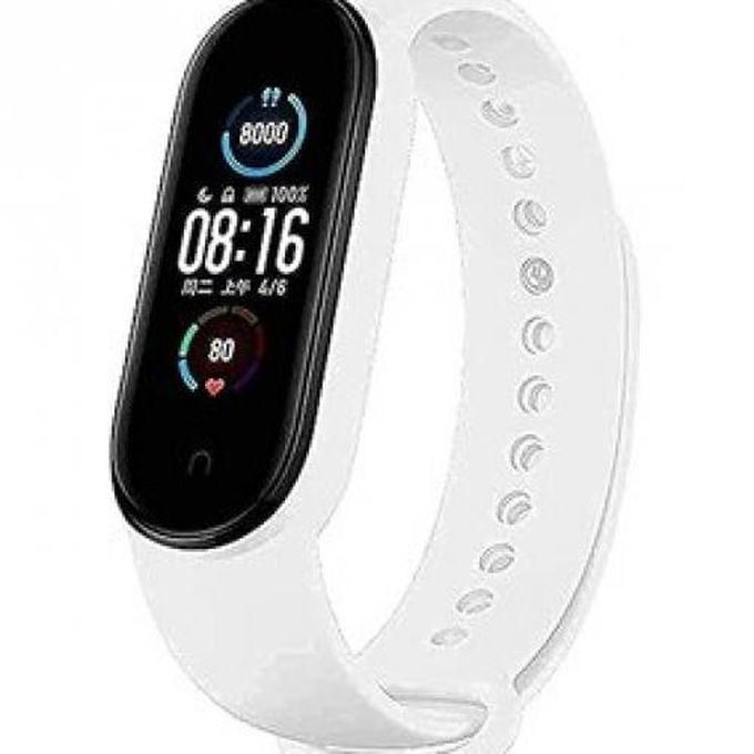 Tentech Strap Silicone Band For Xiaomi Mi Band 7/6 / 5 Breathable Strap Replacement For M5 M6 M7 Bracelet For Xiaomi MiBand 7 6 5 Smart Watch - White