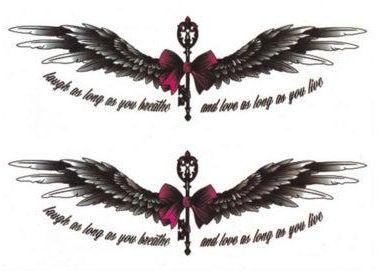 Tribal Wings Temporary Tattoo Black