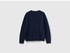 Benetton Girls Sweater With Floral Inlay 4Y-5Y Dark Blue