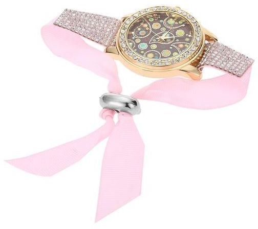 Fashion Women Quartz Watch - Pink+Golden