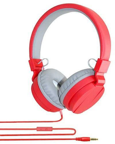 Earphone Cute Headphones Candy Foldable Kids Headset Mic-Red