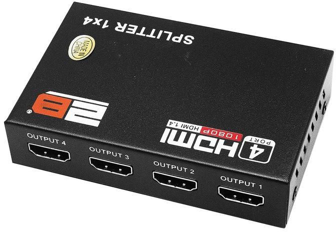 2B (c) HDMI Splitter 1 To 4 Automatic Detection With Power Adapter Black