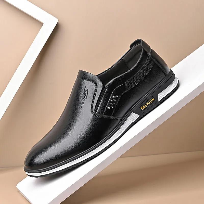 FEELING NEW Men's casual leather shoes breathable non-slip fashion men's shoes driving work shoes