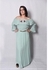 Coctail Off Shoulder Embroidered Maxi Dress - Green