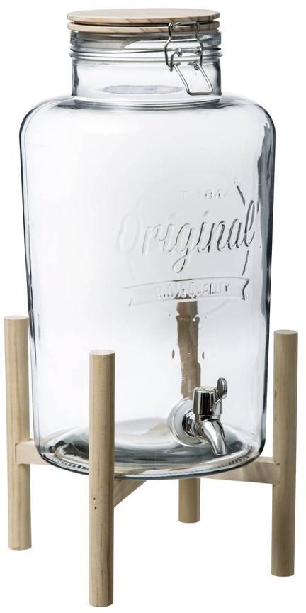 موزع مشروبات وعصائر زجاجي مع حامل خشبي إس جي (8 لتر)