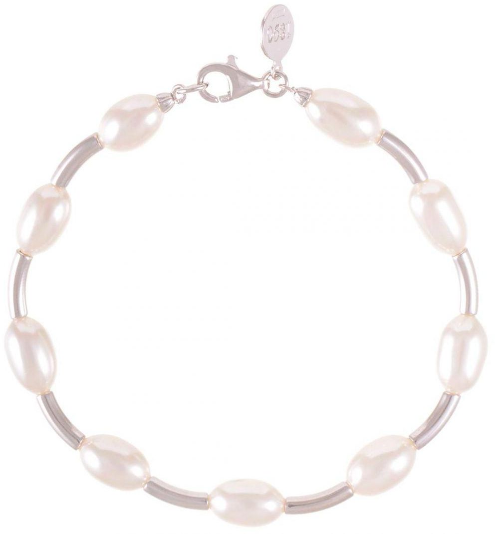 Majorica Women's Silver 925 Pearl Bracelet 22 cm