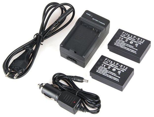Generic TA-2-Pack LP-E12 LP E12 LPE12 High Capacity 1200mAh Batteries With EU Charger*Black