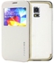 Ferrise Full Protection S-View Window Flip Case Cover compatible with Samsung Galaxy S5 Mini G800F in White