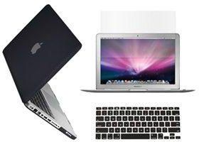 TopCase 3 in 1 Rubberized BLACK Hard Case Cover and Keyboard Cover with LCD Screen Protector for Macbook Pro 15-inch A1286 and TopCase Mouse Pad