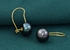 Vera Perla 18K Gold Button Pearls Black Earrings, Leverback Closure