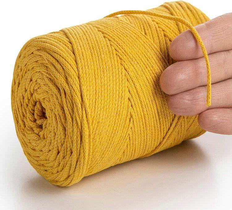Macrame Yarn 2mm X 250m Cotton Cord Recycled Soft Cotton Yarn (Mustard)