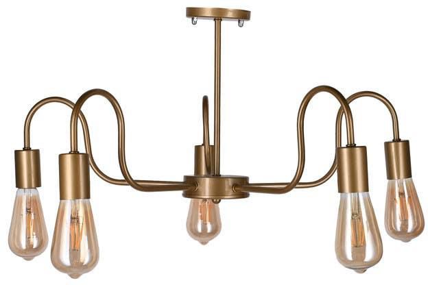 Get Metal Modern Chandelier, 35×70 cm,5 Lamp - Gold with best offers | Raneen.com