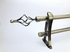 Double Curtain Rod Full Set With Magic Connector - 5 Sizes - Color Antique Brass - Candle Crown