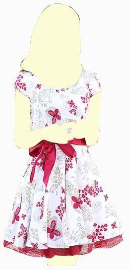 فستان نسائي قصير اللون أبيض في أحمر واسع من أسفل وأكمام قصيرة مقاس Xl مع حزام