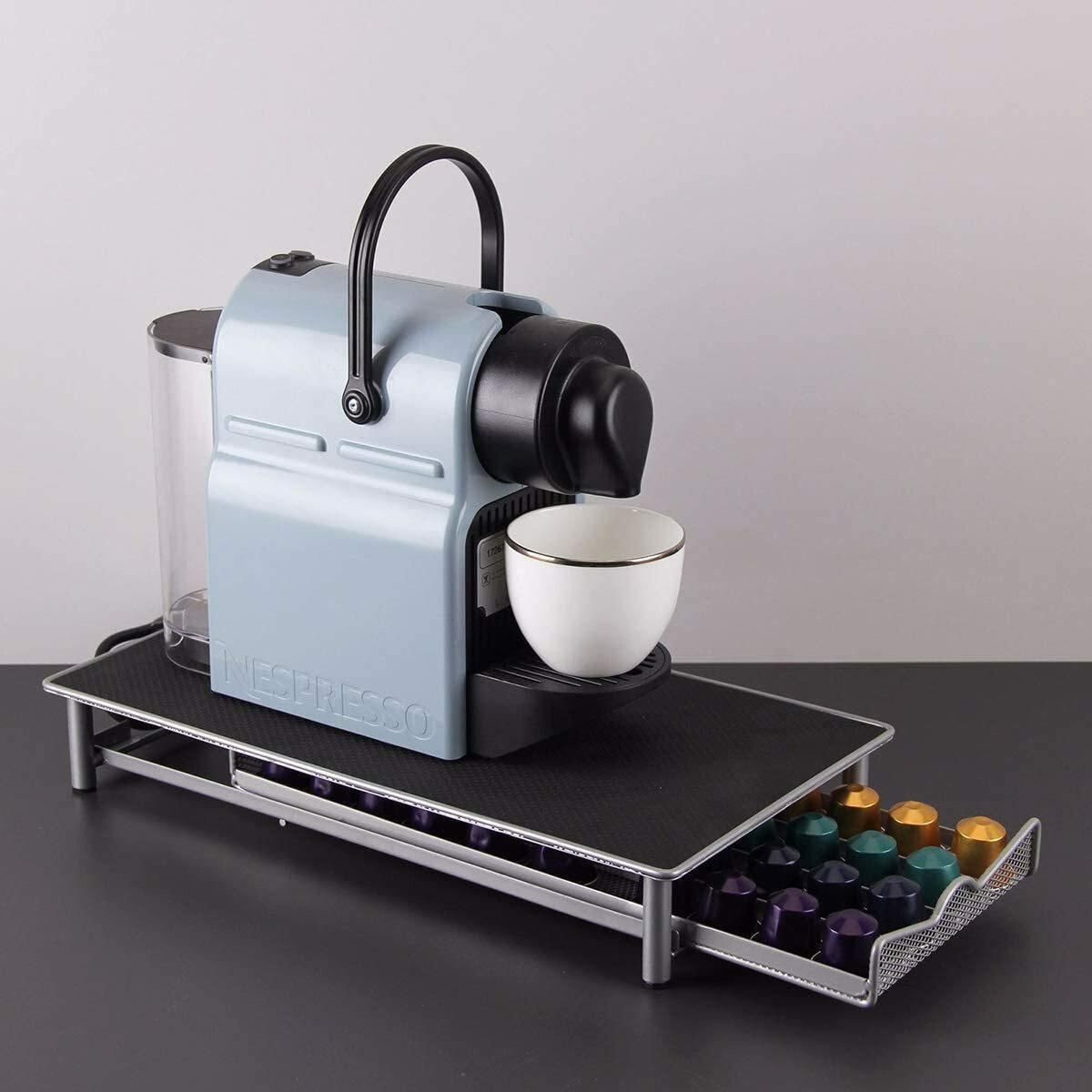 Doreen Coffee Capsule Storage Drawer Holder Compatible for Nespresso Storage Steel Organizer Nespresso Holder for Capsules - 40 Capsule Capacity（GC451A）
