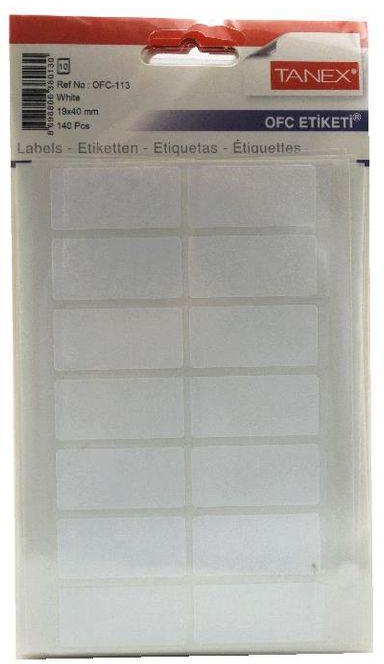 Tanex Handwriting Label 10 Sheets , Size 19 X 40 Mm / 14 OFC-113 -White