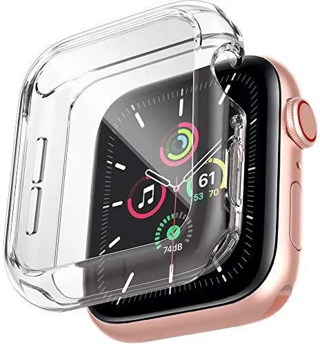 Transparent Case for Apple Watch Series 1,2,3,4,5,6,7,8,9,SE 2022 with Built in TPU Screen Protector All-Around Protective Case Ultra Thin Cover for sizes 38mm 40mm 41mm 42mm 44mm 