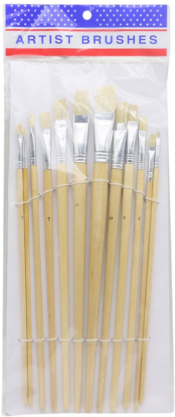 Artist Wooden Paint Brushes 12 Pieces Beige