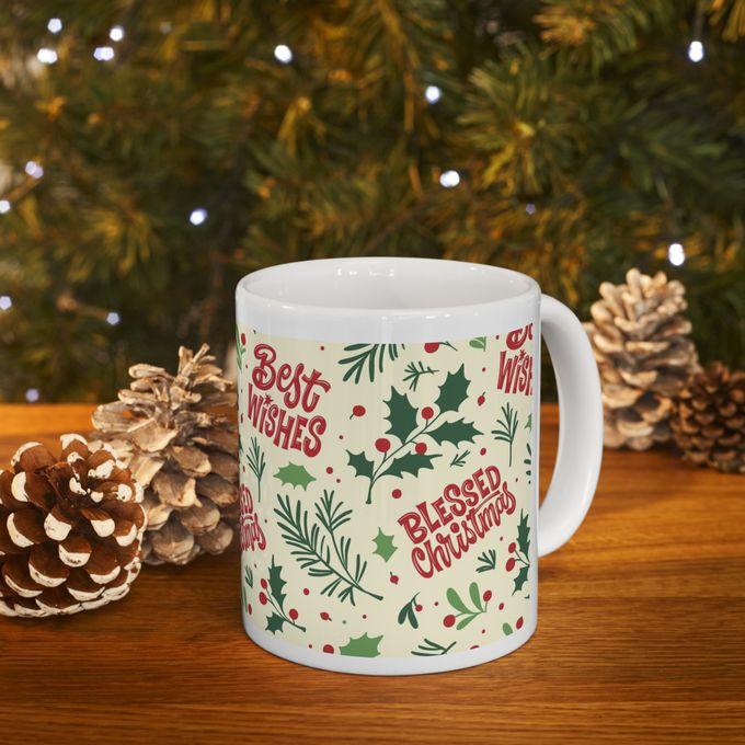 Christmas mistletoe and quotes pattern Mug مج مطبوع للكريسماس