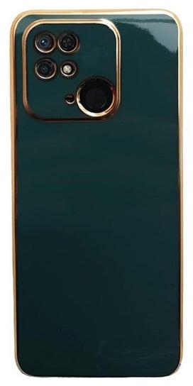 Gold Plated TPU Silicone Shockproof Scratcheproof Soft Case Cover for Mobile Redmi 10C / Dark (Green)