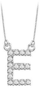 Petite Baby Charm Cubic Zirconia E Initial Pendant 925 Sterling Silver 0.25 CT TGW