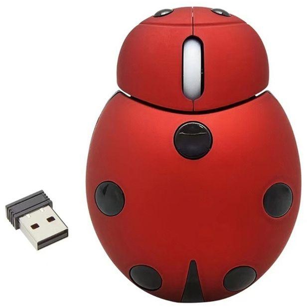 Mini Animal Shape Wireless Mouse With USB Receiver 2.4GHz Cartoon Ladybug Mouse