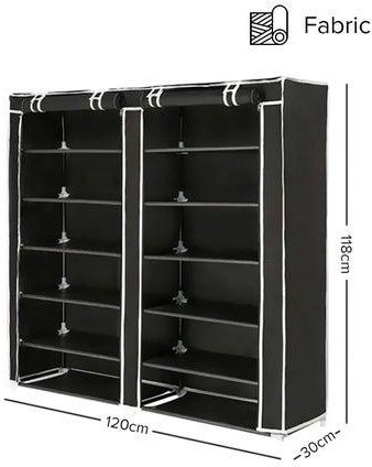 12 Layer Shoe Rack With Layered Cover Black 120x118x30centimeter