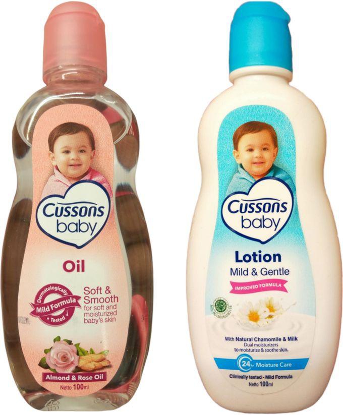 Cussons Baby Almond And Rose Soft & Smooth Baby Oil 200ml + Chamomile And Milk Baby Lotion 100ml