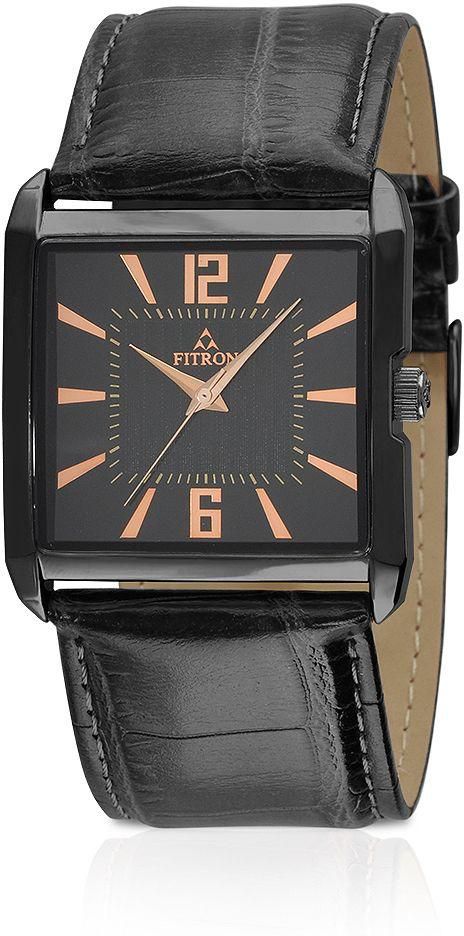 Fitron Analog Watch For Men - Leather , Black - FT7503M020202