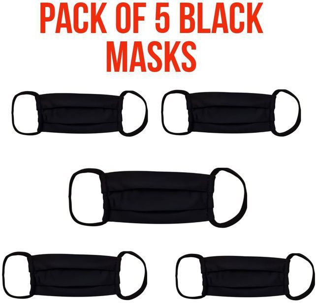 aZeeZ 5 Black Face Mask - 3 Layers + 5 Sms Filter