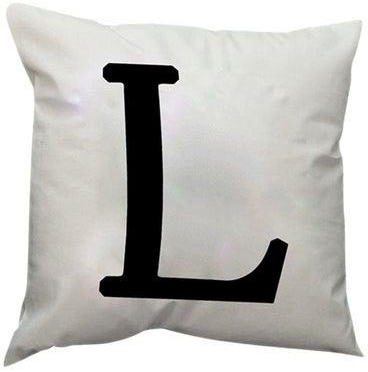 LED Light Up Letter L Print Throw Pillow Cover White 45x45centimeter