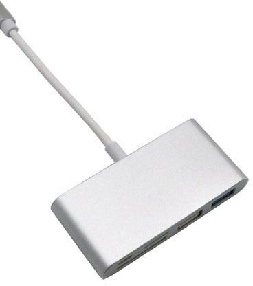 5-In-1 Type C USB C 3.1 OTG USB 3.0 2.0 Hub SD/TF Card Reader Combo Silver
