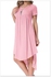 R Pink Short Sleeve High Low Pleated Casual Swing Dress
