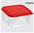 Kenpoly Square Food Container Red No.2 - 4 Pieces