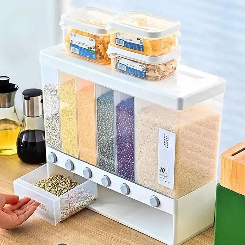 Generic Compartment  Storage Cereals Container,Moisture-Proof ,wall-mounted Can be used to store rice, various grains Movable partition, built-in 3 partitions, can be separated acc