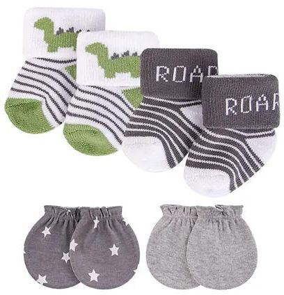 Hudson Childrenswear 2 Pack Dino Printed Socks And Mittens Set - Multicolor